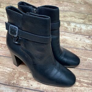 Johnston & Murphy Black Leather Side Zip Heel Booties Womens Size 7 M